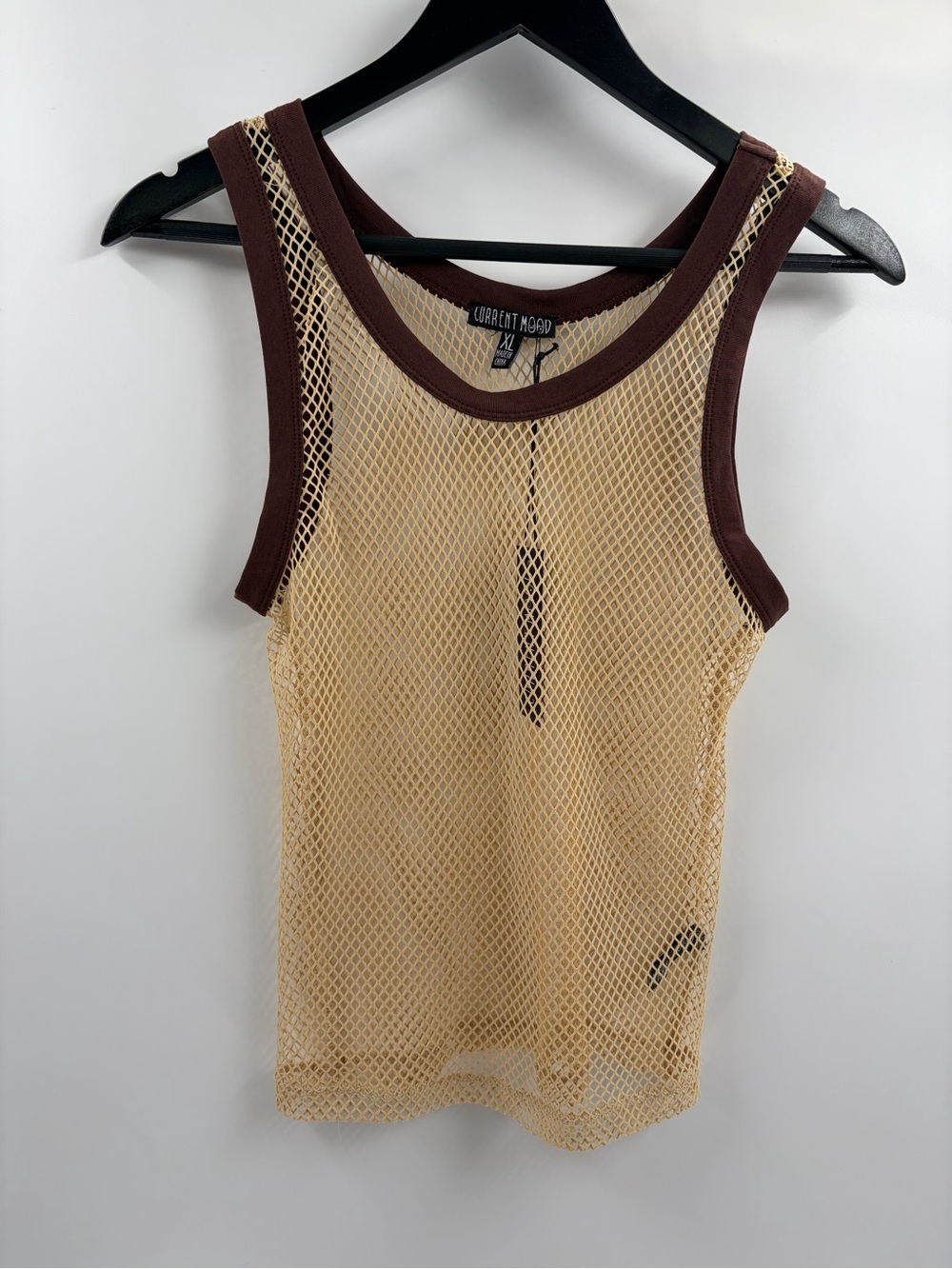 Current mood dolls kill mesh beige brown summer sleeveless tank top size xl NWT